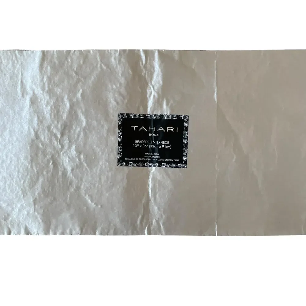 Tahari Beaded Table Runner 13x36 Cocktails Bows & Hearts Valentine Glam XO New